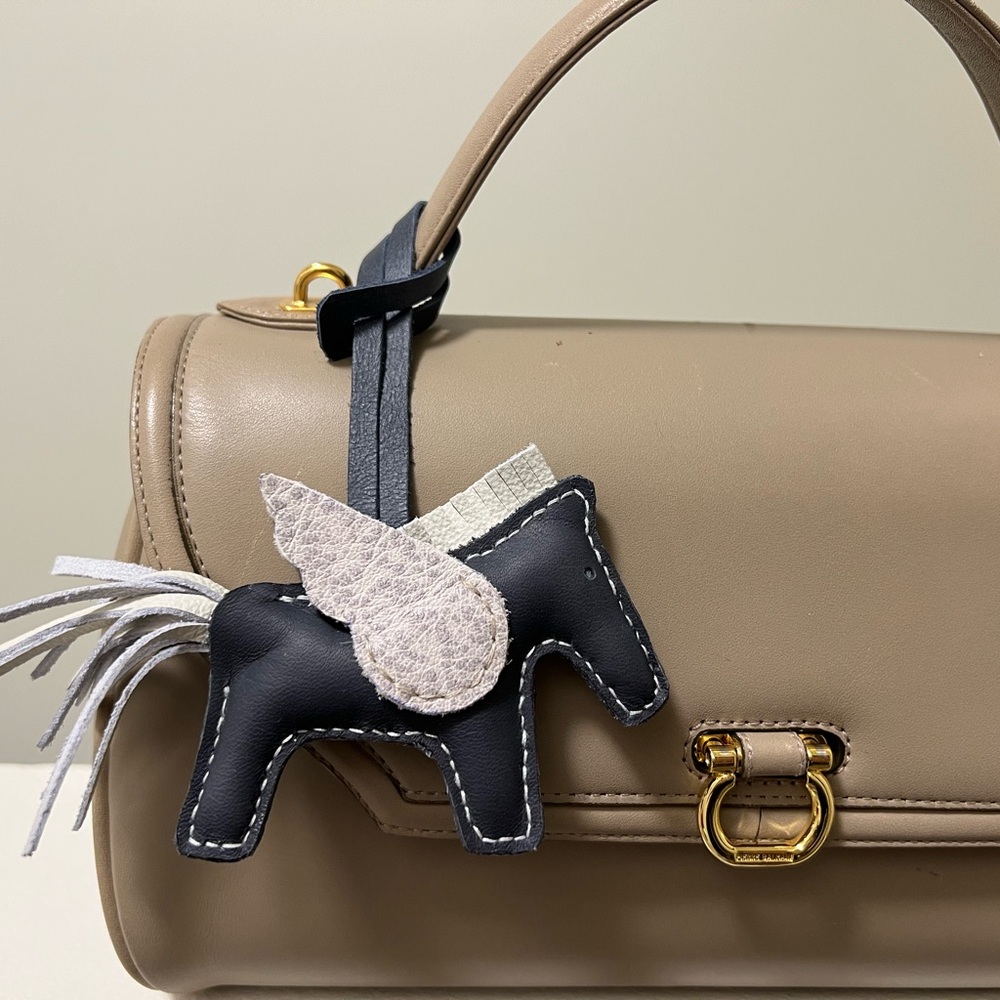Recycled Genuine Leather Pegasus Bag Charm